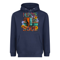 Navy hippie soul with caravan and flowers Heavyweight Hoodie - Artiststas