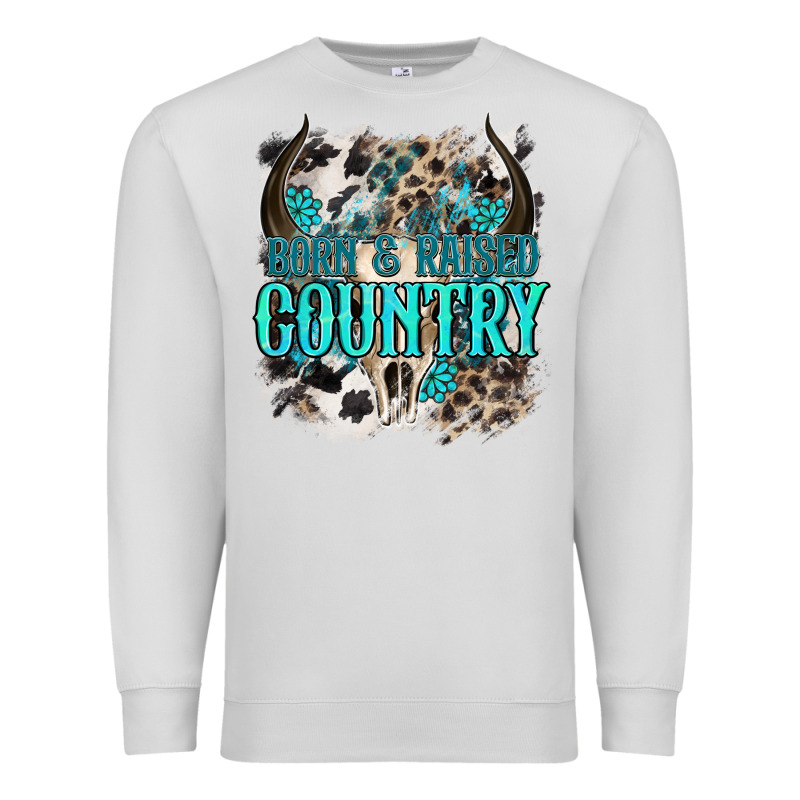 Born  Raised Country Premium Sweatshirt by NancyCooperArtShop | Teevron