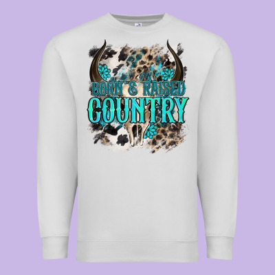 Born  Raised Country Premium Sweatshirt Designed By Nancycooperartshop