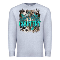 Heather Grey born  raised country Premium Sweatshirt - NancyCooperArtShop