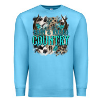 Ocean Blue born  raised country Premium Sweatshirt - NancyCooperArtShop