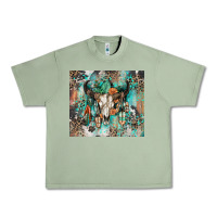 Oil Green cowhide bull skull Urban Heavy Tee - Zillion Design Studio