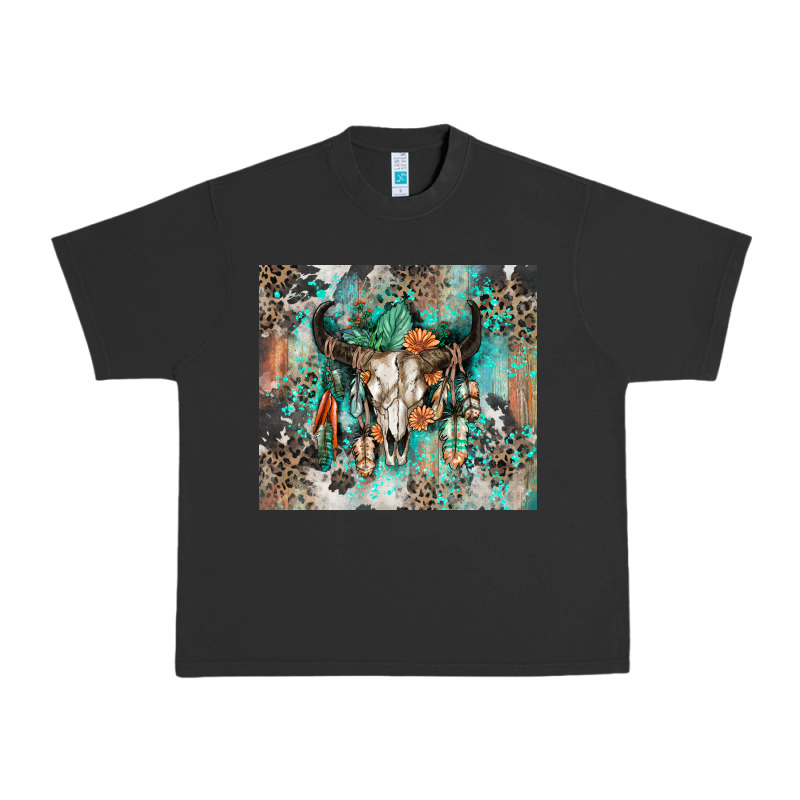 Cowhide Bull Skull Urban Heavy Tee by Zillion Design Studio | Teevron