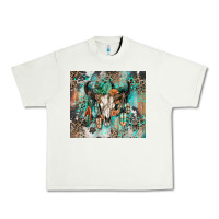 Pistachio cowhide bull skull Urban Heavy Tee - Zillion Design Studio