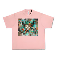 Salmon cowhide bull skull Urban Heavy Tee - Zillion Design Studio