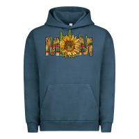 Pigment Midnight Navy Western Mom With Sunflower Urban Hoodie - BundleAndBundleShop