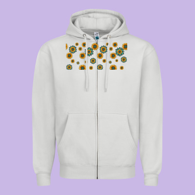 Sunflowers And Turquoise 16oz Libbey Glass Zipper Hoodie Designed By Hra Design Shop