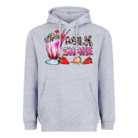 Heather Grey milkshake with strawberry Heavyweight Hoodie - AdoDesignShop
