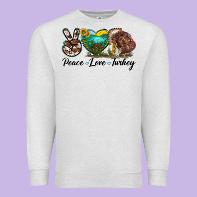 Peace Love Turkey Premium Sweatshirt Designed By Lillyallendesigns