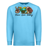 Ocean Blue peace love turkey Premium Sweatshirt - LillyAllenDesigns
