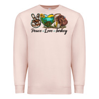 Pale Pink peace love turkey Premium Sweatshirt - LillyAllenDesigns