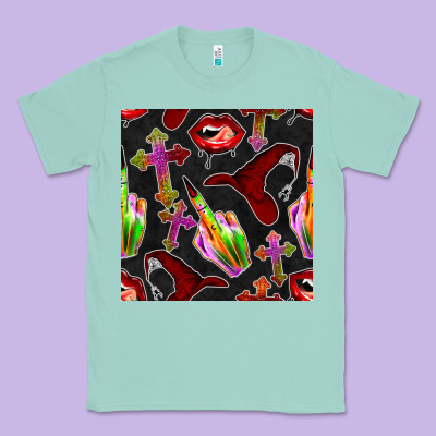 Halloween Bad Witch Seamless Pattern Classic Tee Designed By Bundleandbundleshop