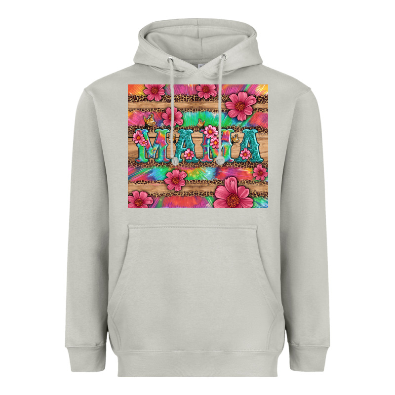 Mama With Tie Dye And Flowers Heavyweight Hoodie by Artiststas | Teevron