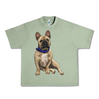 Oil Green French bulldog with royal blue Urban Heavy Tee - RanaPortraitStore