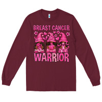 Burgundy Breast Cancer Warrior Afro Gnomes Long Sleeve Tee - texasbilliewilder