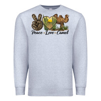 Heather Grey peace love camel Premium Sweatshirt - LillyAllenDesigns