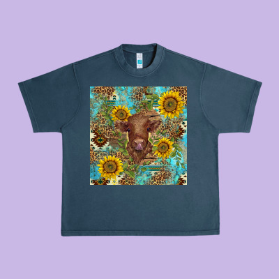 Western Highland Cow Urban Heavy Tee Designed By Barkaloodesign
