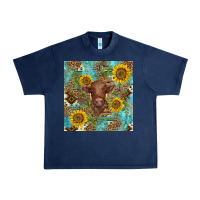 Navy western highland cow Urban Heavy Tee - BarkalooDesign