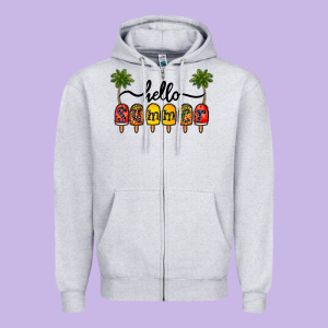 1hello Summer Zipper Hoodie Designed By Cowhidedigitalart