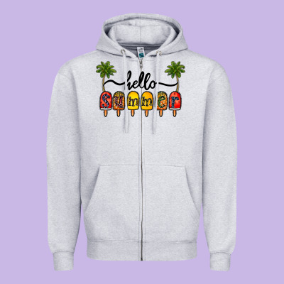 1hello Summer Zipper Hoodie Designed By Cowhidedigitalart