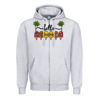Heather Grey 1hello summer Zipper Hoodie - CowhideDigitalArt