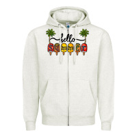 Oatmeal Heather 1hello summer Zipper Hoodie - CowhideDigitalArt