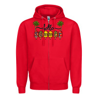 Red 1hello summer Zipper Hoodie - CowhideDigitalArt
