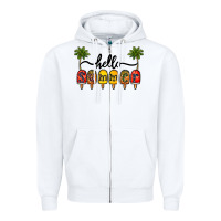 White 1hello summer Zipper Hoodie - CowhideDigitalArt