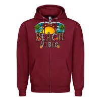 Burgundy beach vibes Zipper Hoodie - CowhideDigitalArt