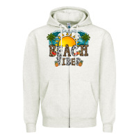 Oatmeal Heather beach vibes Zipper Hoodie - CowhideDigitalArt