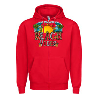 Red beach vibes Zipper Hoodie - CowhideDigitalArt