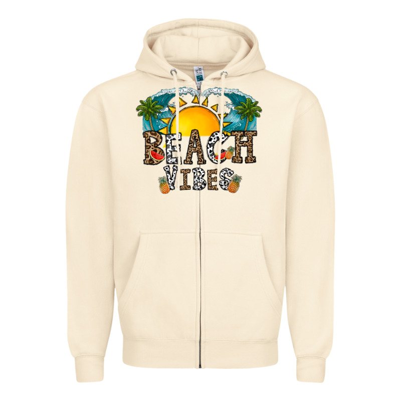 Beach Vibes Zipper Hoodie by CowhideDigitalArt | Teevron