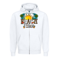 White beach vibes Zipper Hoodie - CowhideDigitalArt