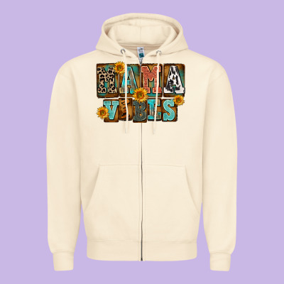 Western Mama Vibes Zipper Hoodie Designed By Fadigitalartstudio
