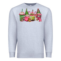 Heather Grey pink christmas gnomes coffee cups Premium Sweatshirt - Jasminsmagicworld