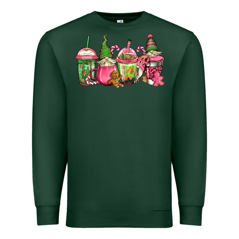 Pink Christmas Gnomes Coffee Cups Premium Sweatshirt by Jasminsmagicworld | Teevron