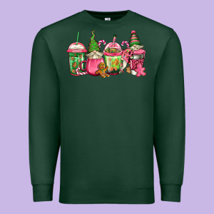 Pink Christmas Gnomes Coffee Cups Premium Sweatshirt Designed By Jasminsmagicworld