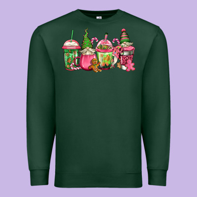 Pink Christmas Gnomes Coffee Cups Premium Sweatshirt Designed By Jasminsmagicworld