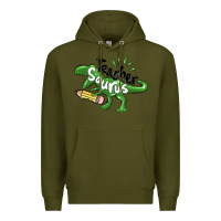 Army Green teacher saurus Premium Hoodie - MaliasSmallBusiness