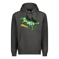 Charcoal Heather teacher saurus Premium Hoodie - MaliasSmallBusiness