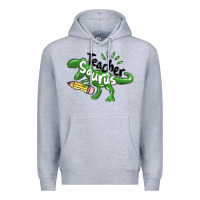 Heather Grey teacher saurus Premium Hoodie - MaliasSmallBusiness