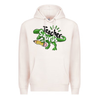Pale Pink teacher saurus Premium Hoodie - MaliasSmallBusiness