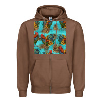 Chestnut rooster and sunflowers seamless pattern Zipper Hoodie - HRA Design Shop