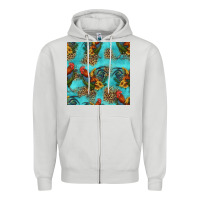 Dove Grey rooster and sunflowers seamless pattern Zipper Hoodie - HRA Design Shop