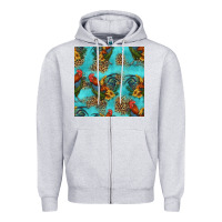 Heather Grey rooster and sunflowers seamless pattern Zipper Hoodie - HRA Design Shop