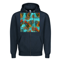 Navy rooster and sunflowers seamless pattern Zipper Hoodie - HRA Design Shop