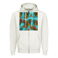 Oatmeal Heather rooster and sunflowers seamless pattern Zipper Hoodie - HRA Design Shop