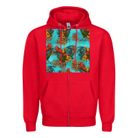 Red rooster and sunflowers seamless pattern Zipper Hoodie - HRA Design Shop