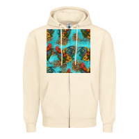 Sandshell rooster and sunflowers seamless pattern Zipper Hoodie - HRA Design Shop