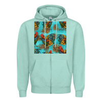 Seafoam rooster and sunflowers seamless pattern Zipper Hoodie - HRA Design Shop